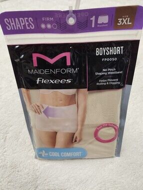 NWT Maidenform Flexees Cool Comfort Boyshort Shapewear Size 3XL Beige